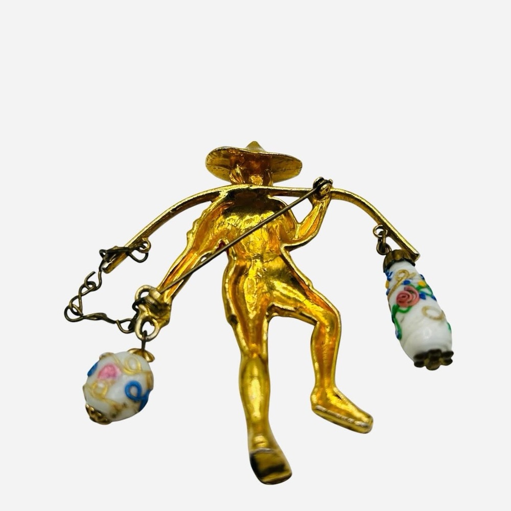 Vintage Rice-Weiner 1940’s Chinese Water Carrier Brooch - Picture 6 of 6